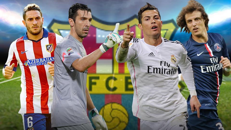 David Luiz (kanan), Cristiano Ronaldo (tengah kanan), Gianluigi Buffon (tengah kiri) dan Koke